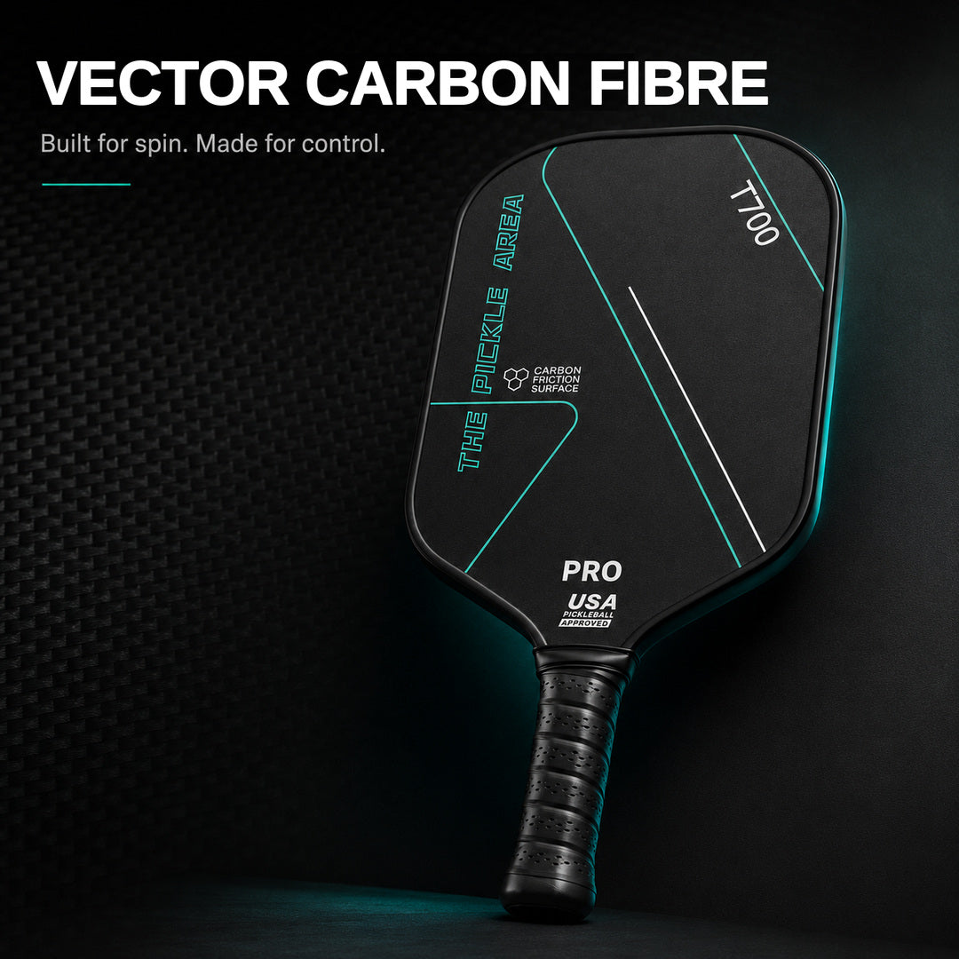 Vector 16mm - T700 Carbon Fibre Pickleball Paddle - Control, Spin & Reset