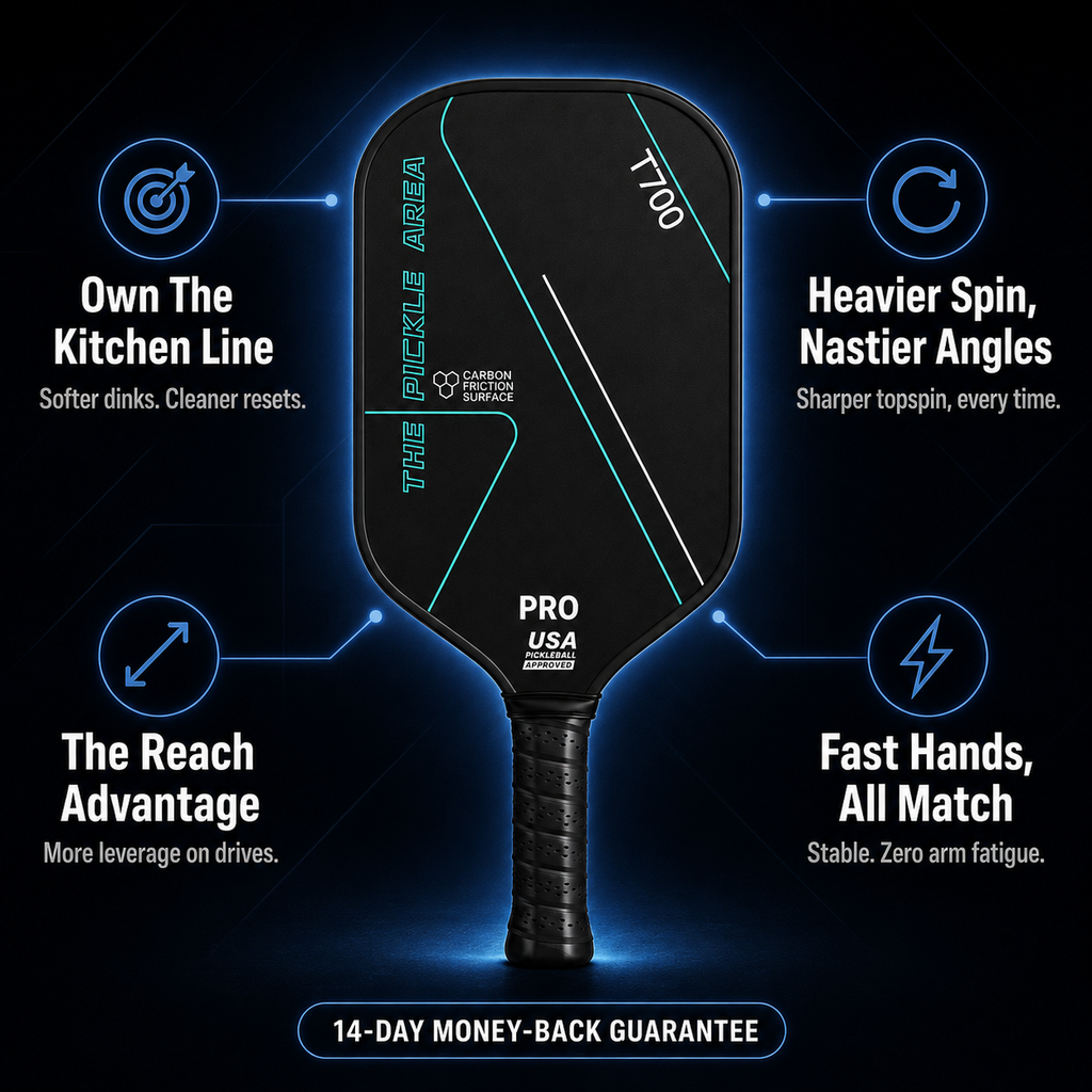 Vector 16mm - T700 Carbon Fibre Pickleball Paddle - Control, Spin & Reset